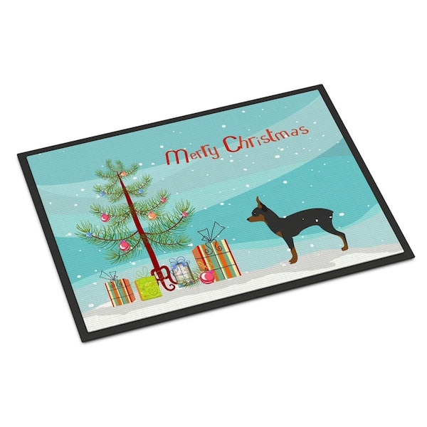 Carolines Treasures Toy Fox Terrier Merry Christmas Tree Indoor or Outdoor Mat 18x27 BB2905MAT - main